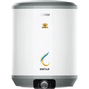 Haier 15.0 L ES15V-Estile 5 Star 2000 W Shock Proof Incoloy 800SS Heating Element Wall Mounting Cylindrical Storage Water Geyser (White)