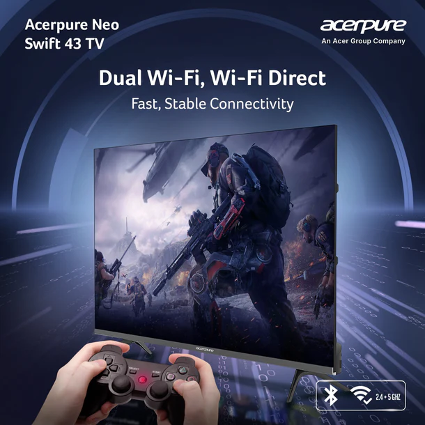 Acerpure 1.08m (43 inch)Swift Neo UHD Smart TV GTV 5.0 AP43UG75PSFN5 |Ref+ Design |Android 14|Dolby Atmos| 30W Sound | HDR10|Built-in Satellite Tuner | Wall Mount Included