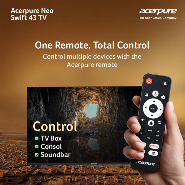 Acerpure 1.08m (43 inch)Swift Neo UHD Smart TV GTV 5.0 AP43UG75PSFN5 |Ref+ Design |Android 14|Dolby Atmos| 30W Sound | HDR10|Built-in Satellite Tuner | Wall Mount Included