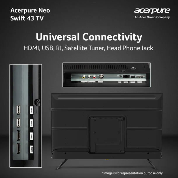 Acerpure 1.08m (43 inch)Swift Neo UHD Smart TV GTV 5.0 AP43UG75PSFN5 |Ref+ Design |Android 14|Dolby Atmos| 30W Sound | HDR10|Built-in Satellite Tuner | Wall Mount Included